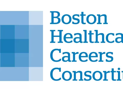 Logo of Boston Healthcare Careers Consortium: the words ‘Boston Healthcare Careers Consortium’ in teal-blue on a white background.