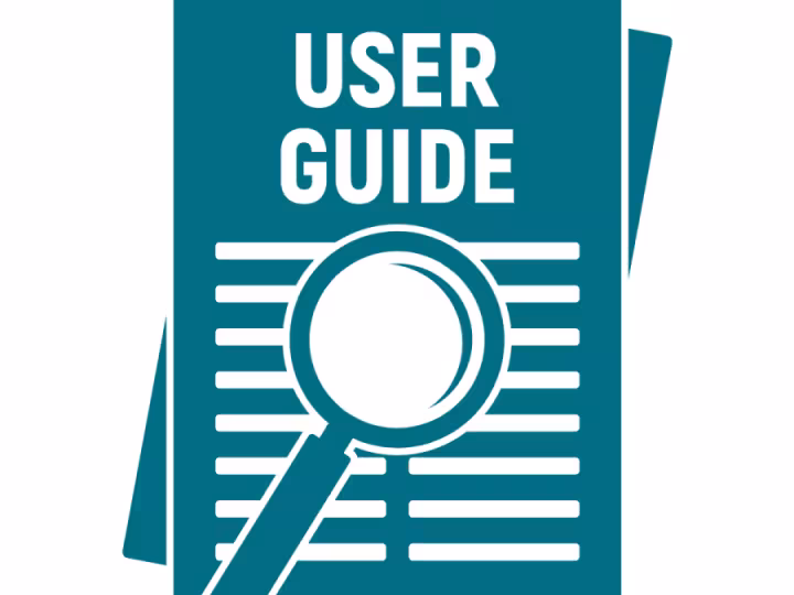 User guide icon with a magnifying glass over it.