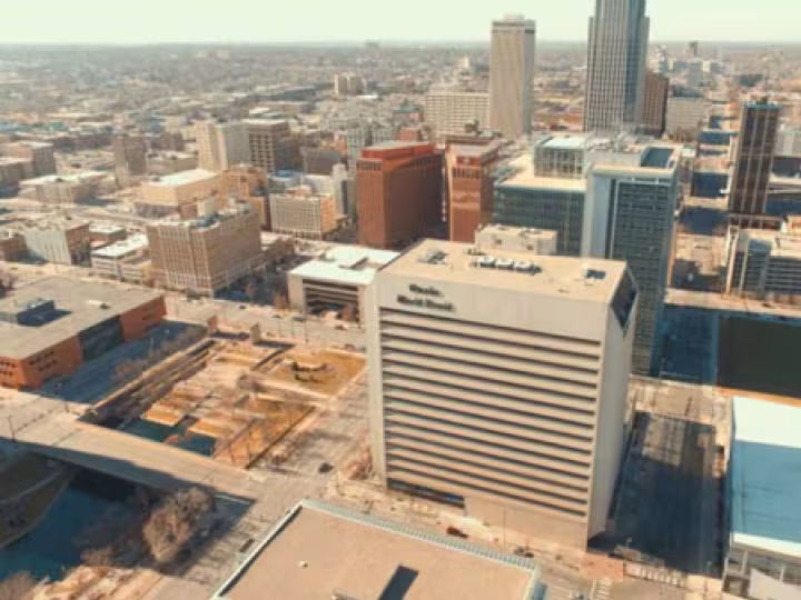 Aerial view of a city.