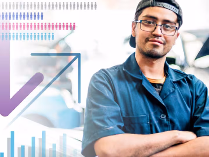 Photo of a worker and a chart