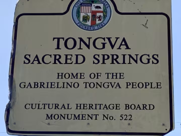 The Tongva Sacred Springs sign