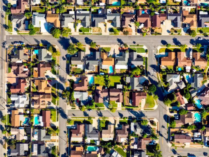 Aerial view of a poor neighborhood