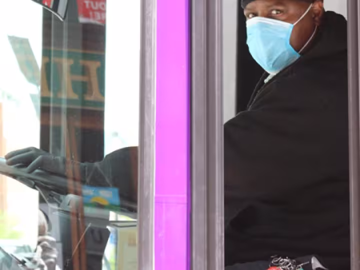 Driver wearing a mask