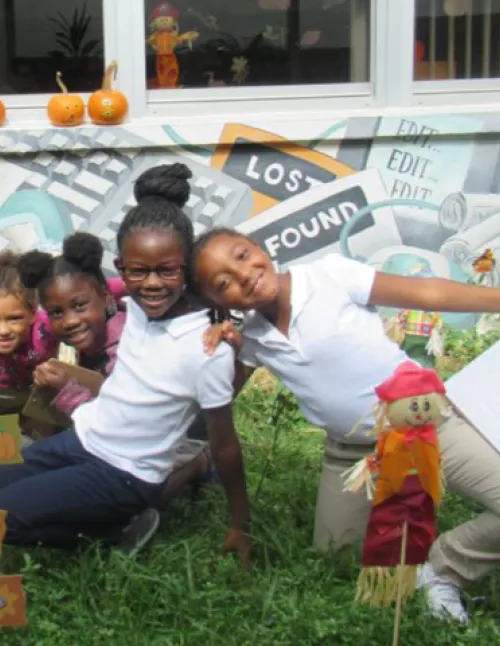 Kids playing in the garden